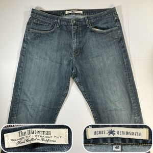 Agave Waterman Jeans Mens 40 Blue Relaxed Straight Leg Denim USA Made 40x31.5